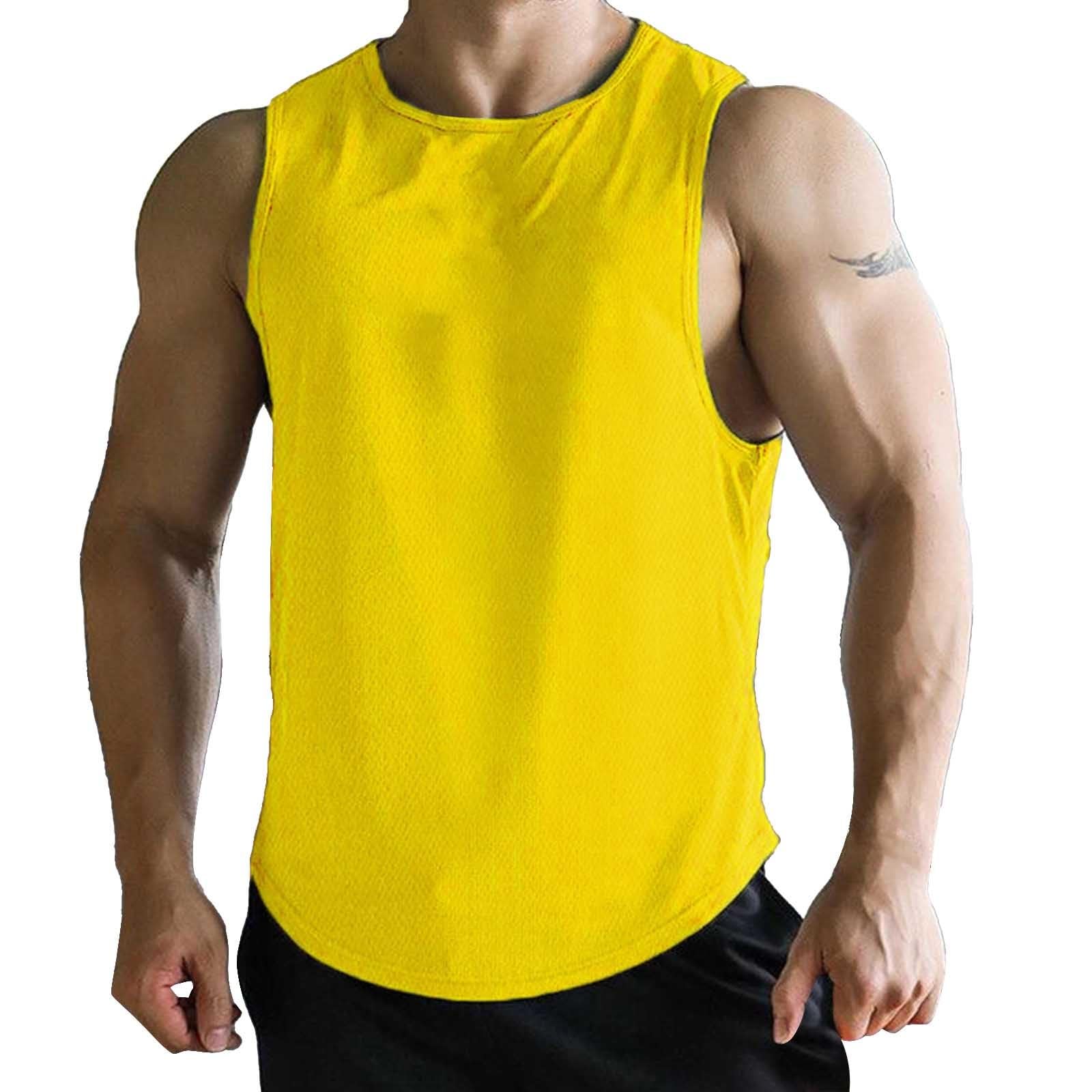 Summer Vest for Men Mesh Breathable Quick Dry Gym Muscle Fitness Workout Sweatshirts Solid Color Sleeveless Tank Tops