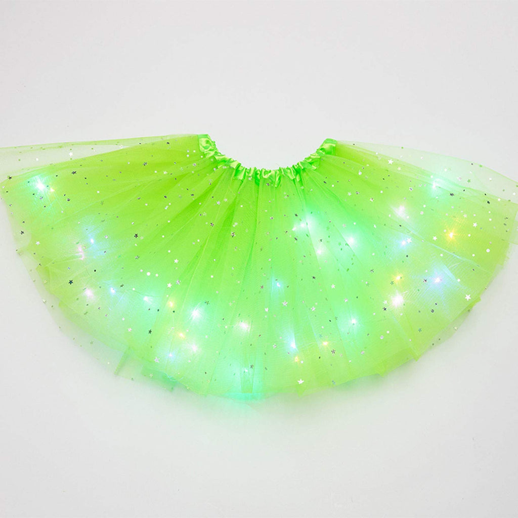 Women's Tutus Running Rave Dance Colorful Tutus Skirt LED Lights 3 Layer Mesh Puffy Ballerina Skirtes