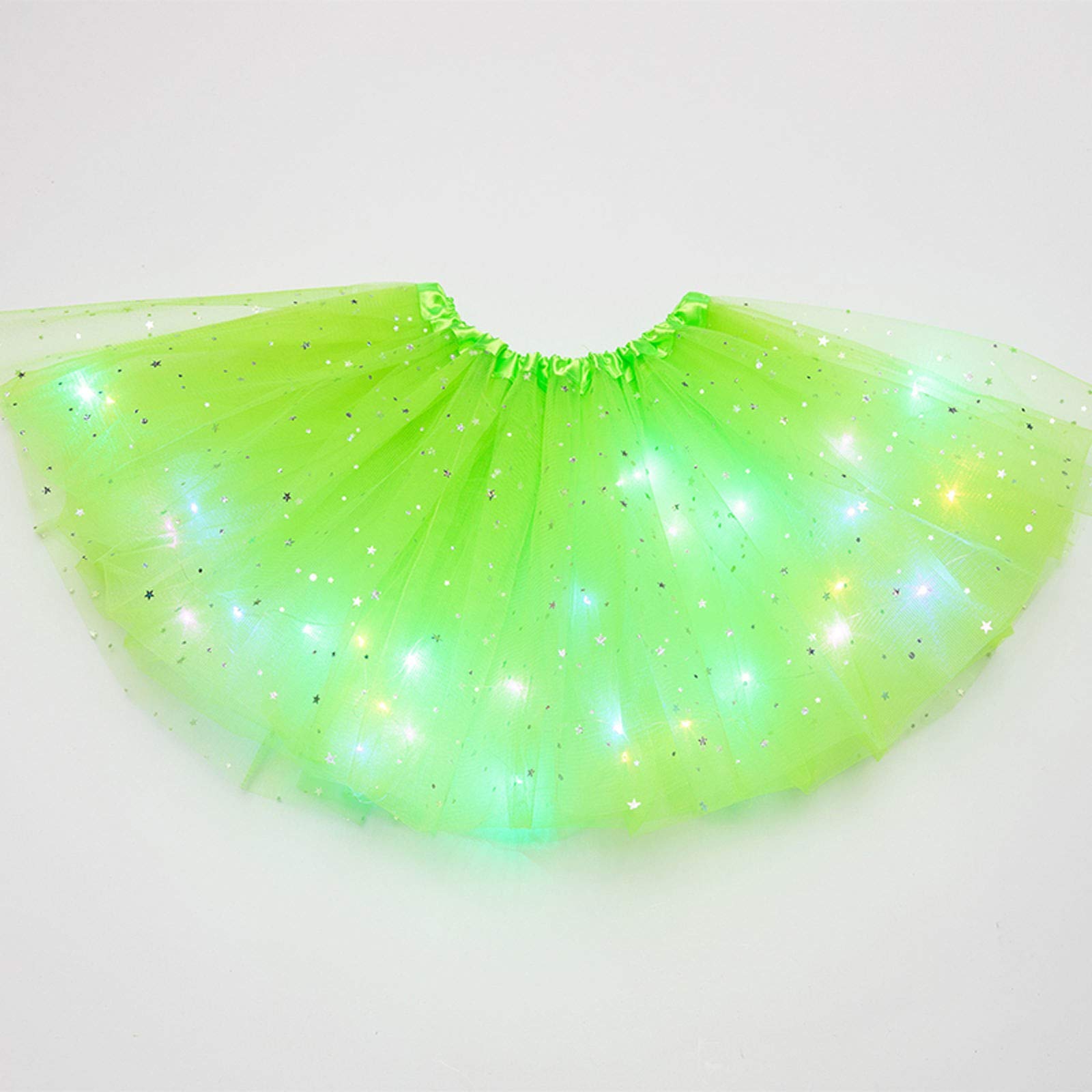 Women's Tutus Running Rave Dance Colorful Tutus Skirt LED Lights 3 Layer Mesh Puffy Ballerina Skirtes