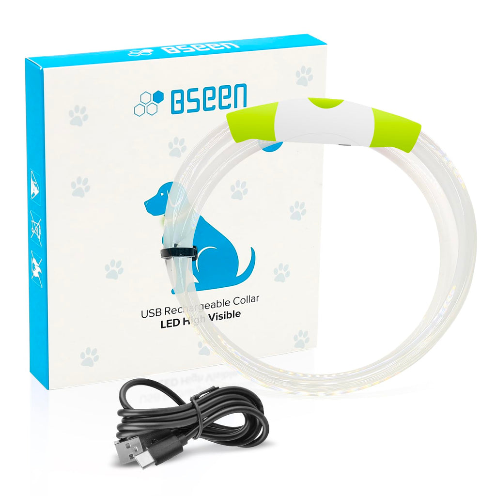 BSEEN Light Up Dog Collar, High Visibility LED Dog Collar Rechargeable- Rainproof TPU Cuttable Glowing Pet Collar for Small Dogs & Cats - Puppy Safety Lights for Night Walking (XS- Blue 40cm)
