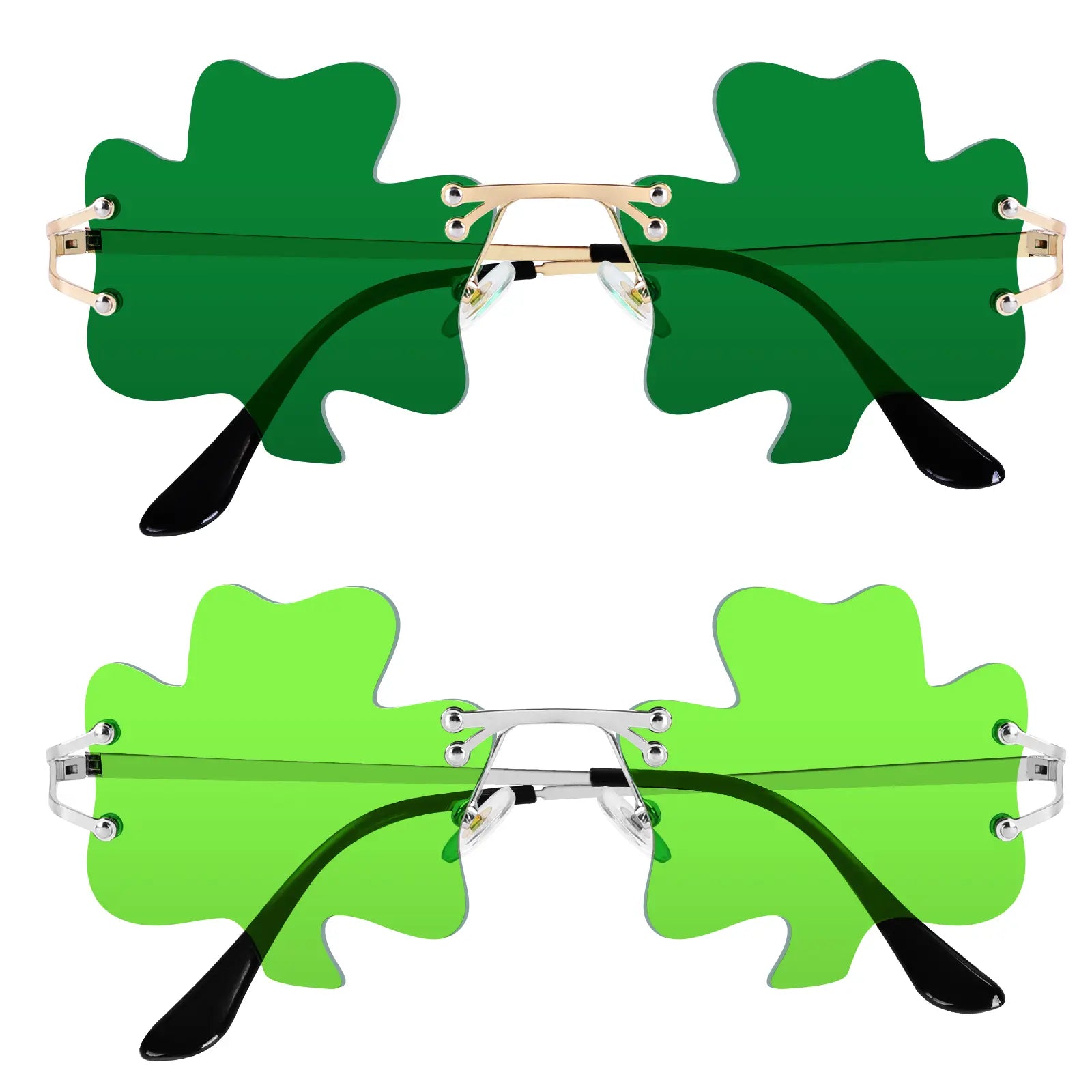 HAOLOTA St. Patrick'S Day Irish Shamrock Sunglasses Green Clover Leprechaun Costume Glasses UV400 Protection Metal & Plastic Ultra-Light Lens for Parties