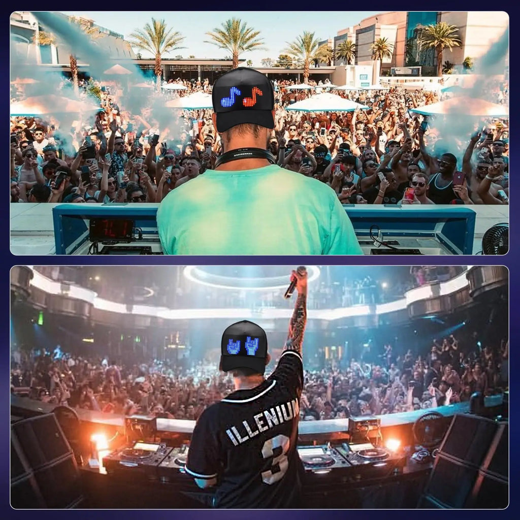 Iledshow Customizable LED Hat Baseball Cap with Bluetooth – Display Your Message in Full Color! 16×32 Bright Perfect for Parties, Events, and Gifts
