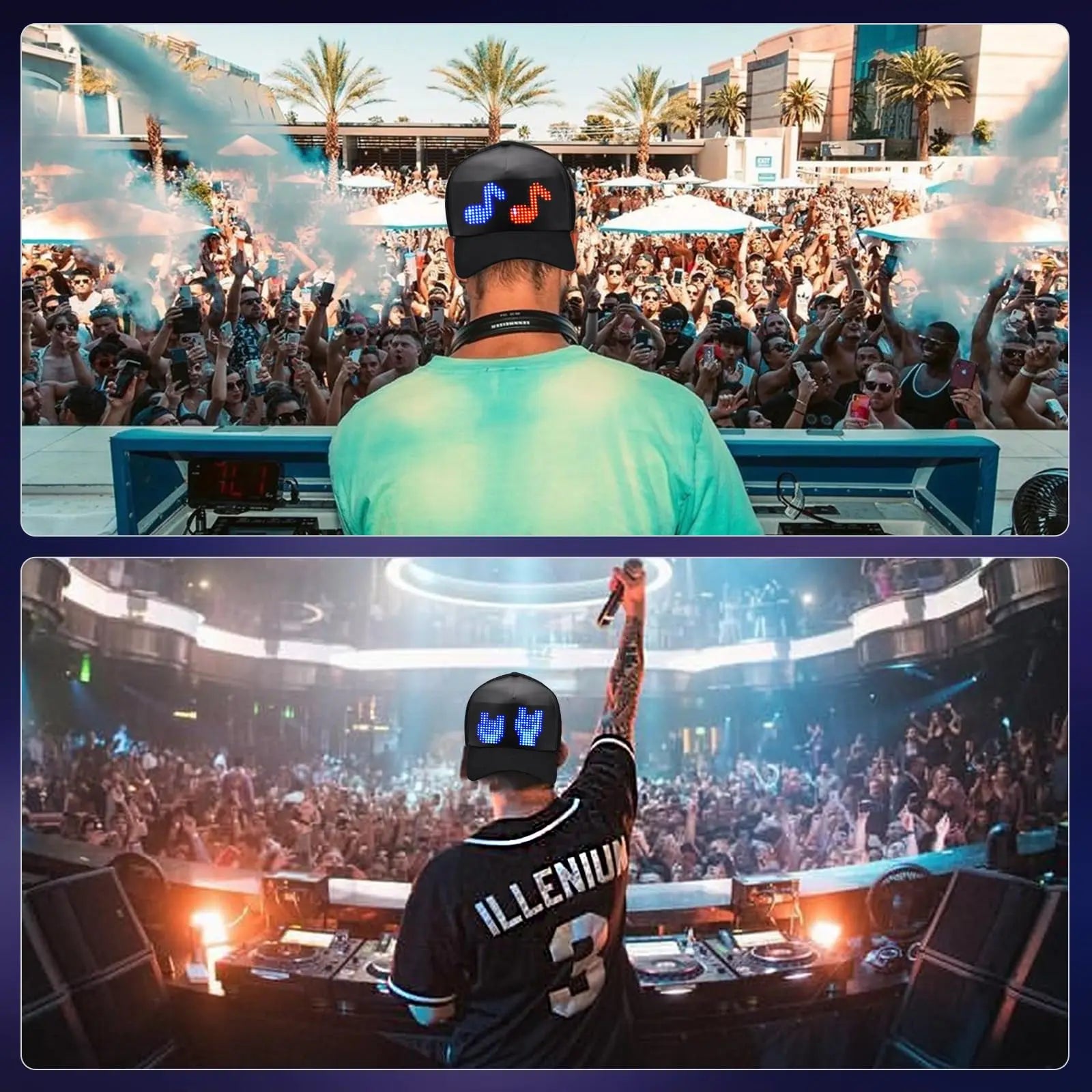 Iledshow Customizable LED Hat Baseball Cap with Bluetooth – Display Your Message in Full Color! 16×32 Bright Perfect for Parties, Events, and Gifts