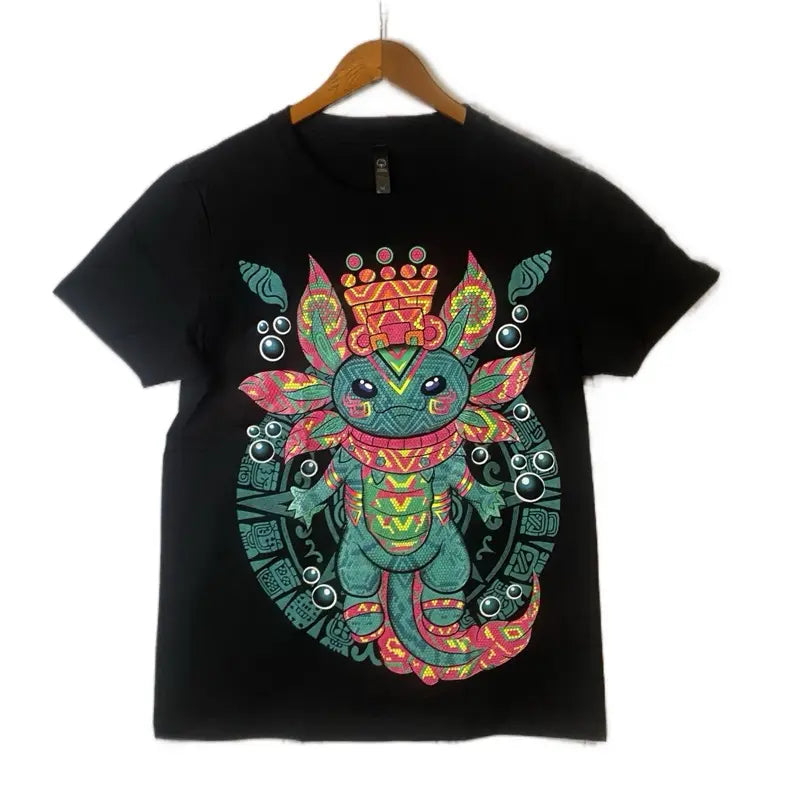 Ajolote Dios T-Shirt Black Cotton
