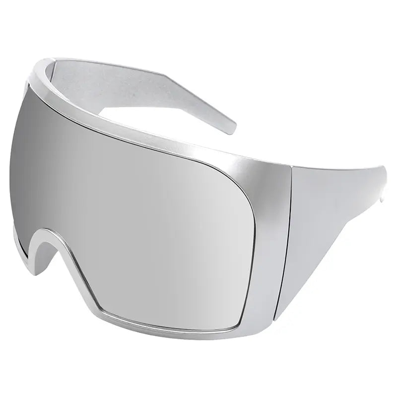 Futuristic Wrap around Sunglasses Rave Curved Lens UV400 Protection 2000'S Eyewear Oversized Y2K Sun Glasses Cool Steampunk Oversize Wrap around Sunglasses