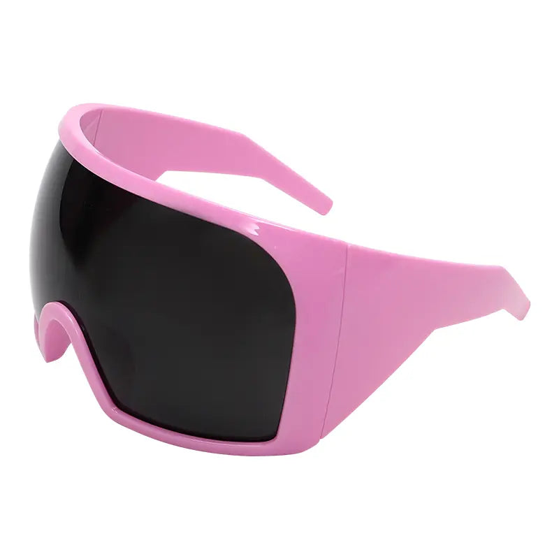 Futuristic Wrap around Sunglasses Rave Curved Lens UV400 Protection 2000'S Eyewear Oversized Y2K Sun Glasses Cool Steampunk Oversize Wrap around Sunglasses