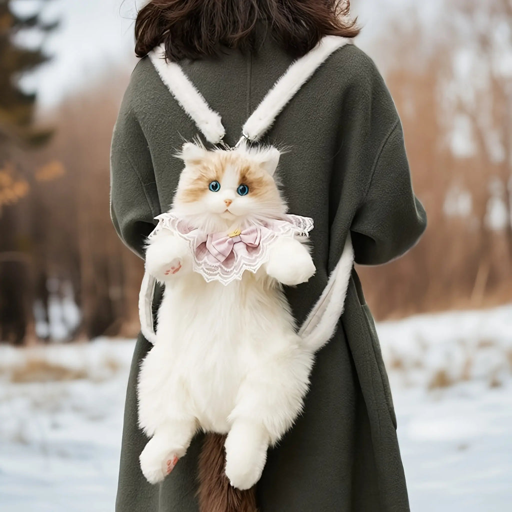 19'' Cat-Shaped Fashion Backpack Handmade Realistic Plush Animal Cat - 1 Set Chong Ker