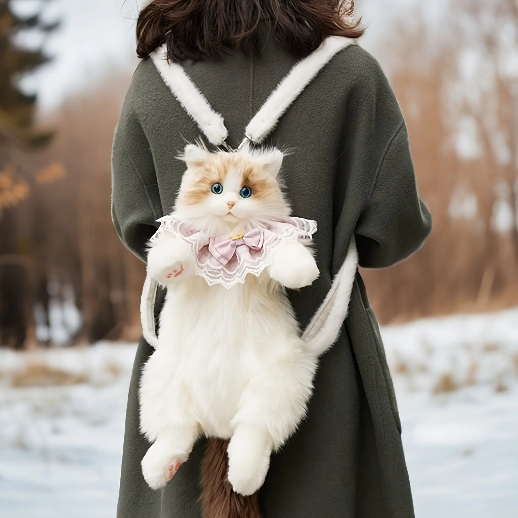 19'' Cat-Shaped Fashion Backpack Handmade Realistic Plush Animal Cat - 1 Set Chong Ker