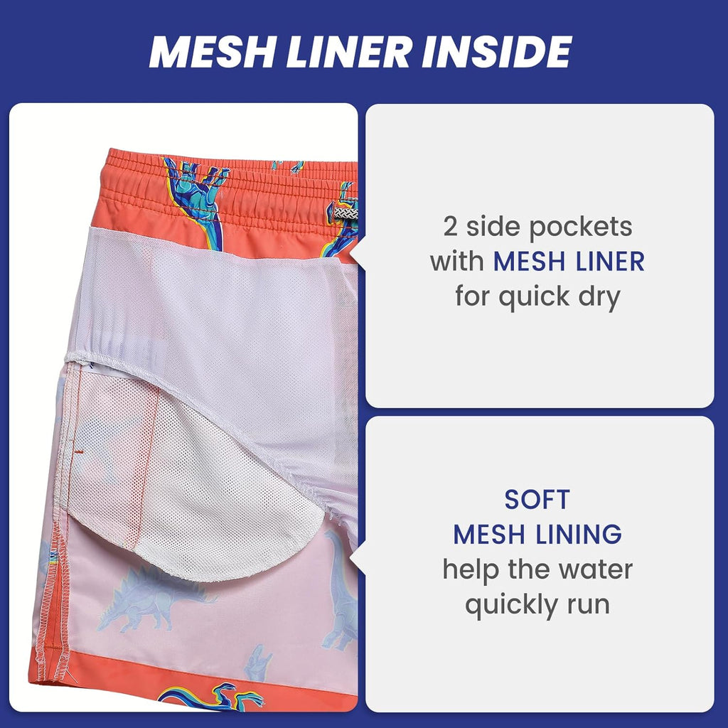 Mens Swim Trunks 5" Quick Dry Beach Shorts Bathing Suits with Mesh Lining Pockets