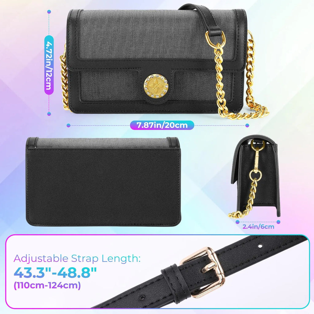 LUMISONATA Can Be Crossbody or Shoulder Bag Glowing Durable Material Super Large Capacity Strap Chain Leather Double Combination Suitable for Party Gifts