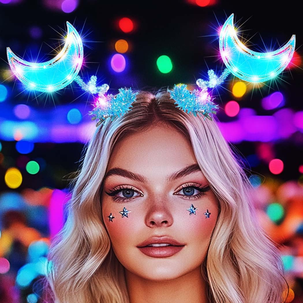 BARTOSI Light Up Moon Hair Clips LED Crescent Moon Hair Clip Glow Custome Hair Accessories for Women and Girls (Pack of 2)