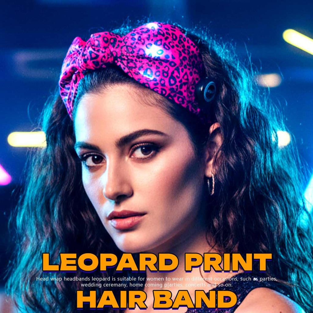 Asooll Light Up Cheetah Headband LED Leopard Print Headbands Glowing Hair Accessories for Women (Purple and Magenta)
