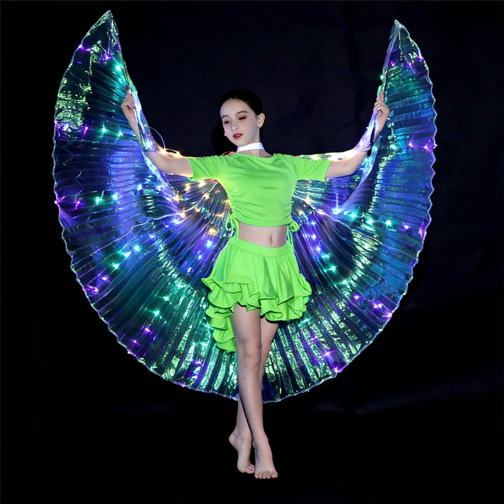 Girls Light up Angel Wings Led Wings Belly Dance Costumes for Halloween Christmas Rave Party