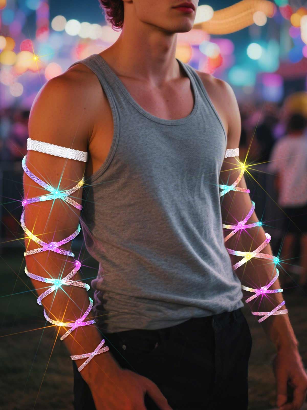 Arm Wraps Rave Glow Body Harness Light Up Hand Straps Cyberpunk Neon EDM Outfit Festival Accessories for Women