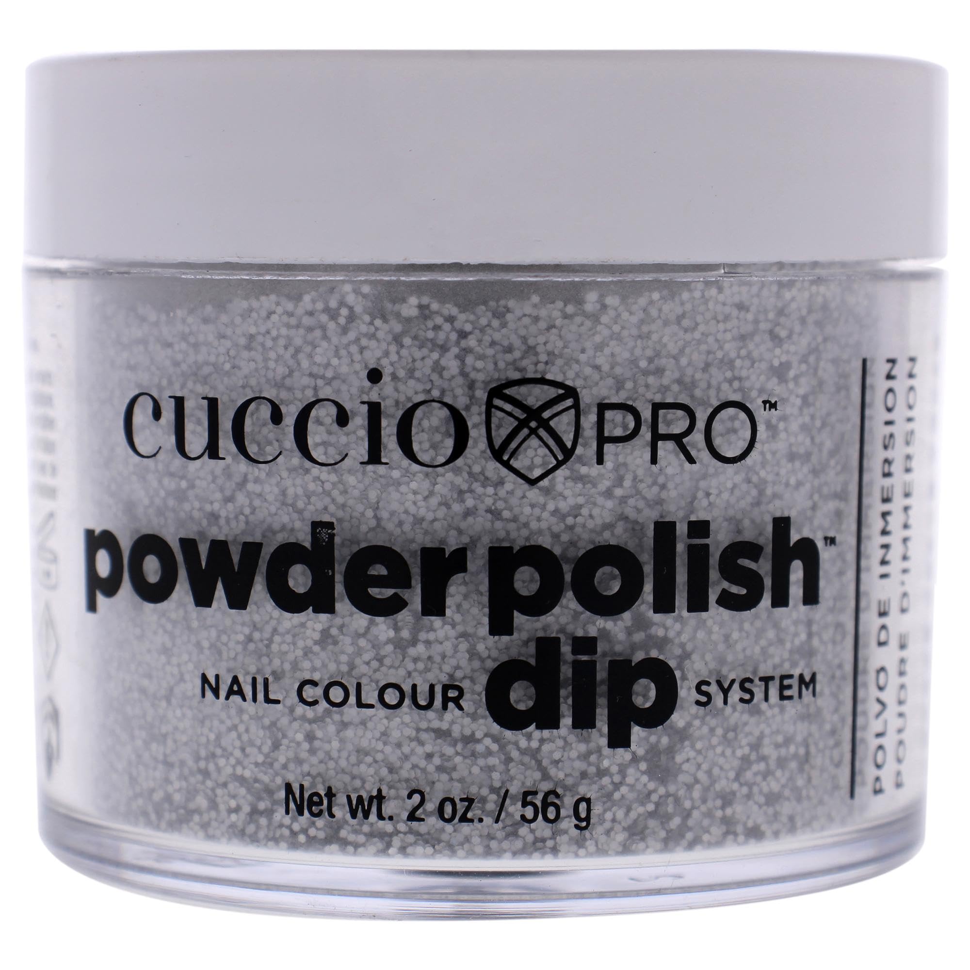 Cuccio Pro Powder Polish Dip - Silver W/ Silver Glitter - Nail Lacquer for Manicures & Pedicures, Easy & Fast Application/Removal - No LED/UV Light - Non-Toxic, Odorless, Highly Pigmented - 0.5 oz