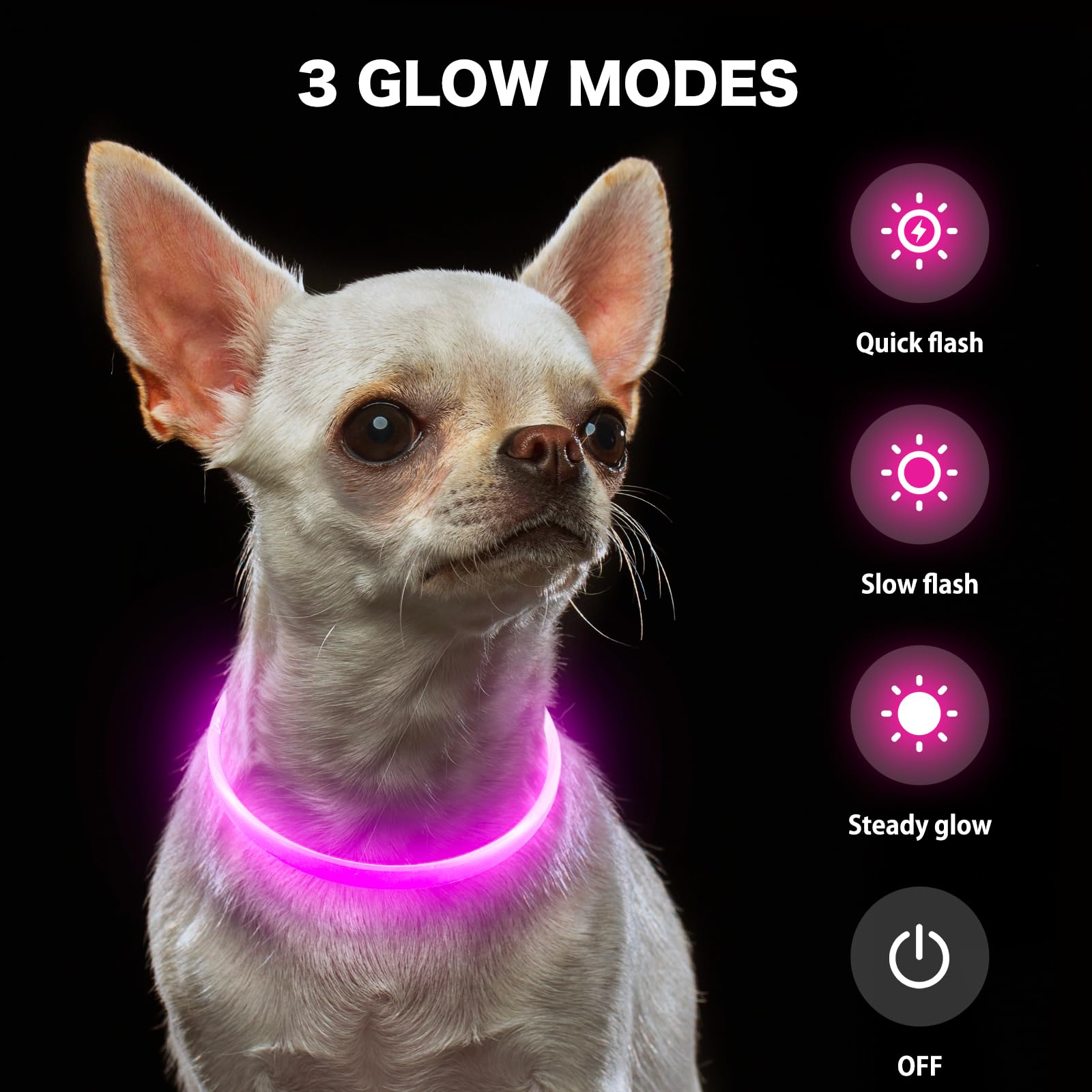 BSEEN Light Up Dog Collar, High Visibility LED Dog Collar Rechargeable- Rainproof TPU Cuttable Glowing Pet Collar for Small Dogs & Cats - Puppy Safety Lights for Night Walking (XS- Blue 40cm)
