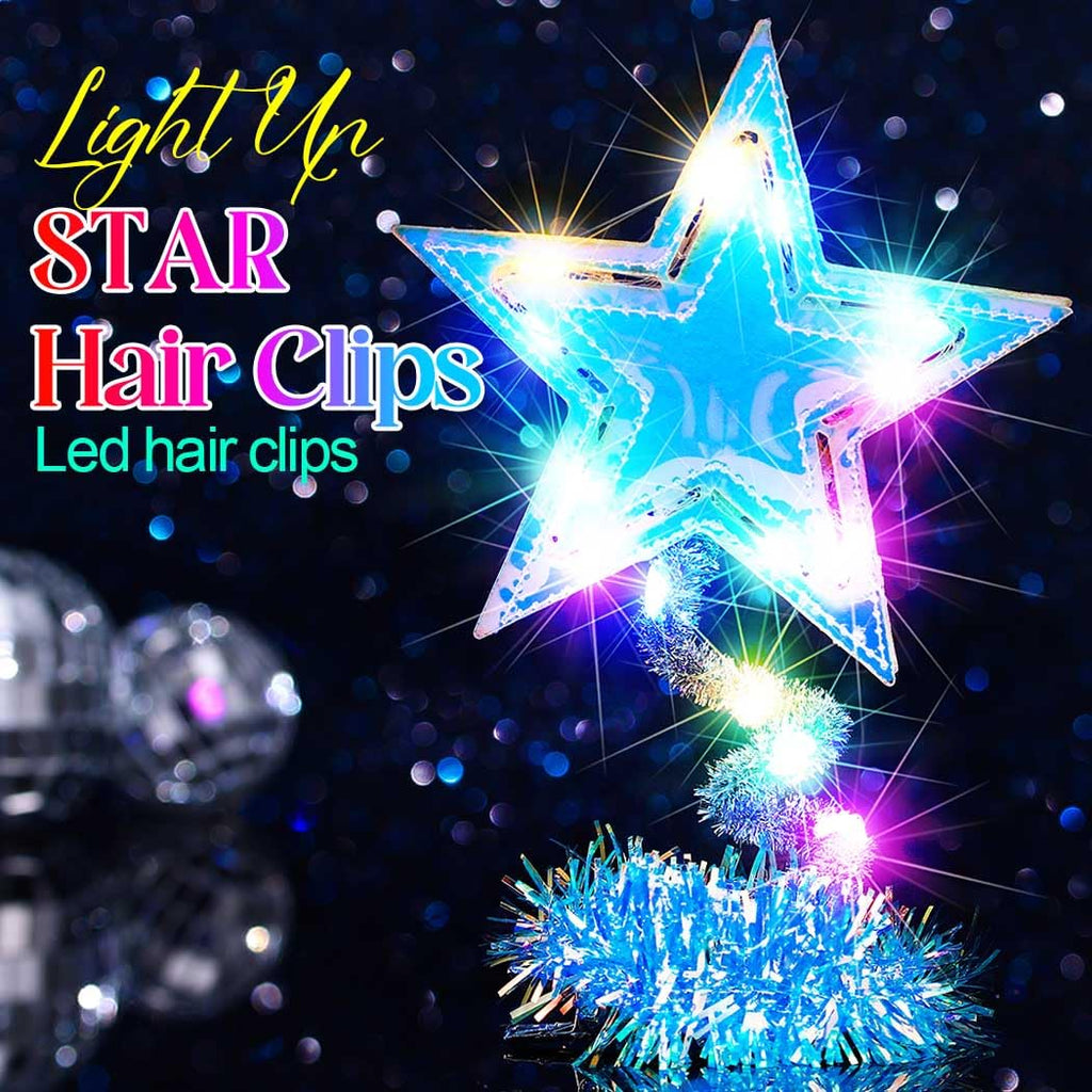 BARTOSI Light Up Moon Hair Clips LED Crescent Moon Hair Clip Glow Custome Hair Accessories for Women and Girls (Pack of 2)