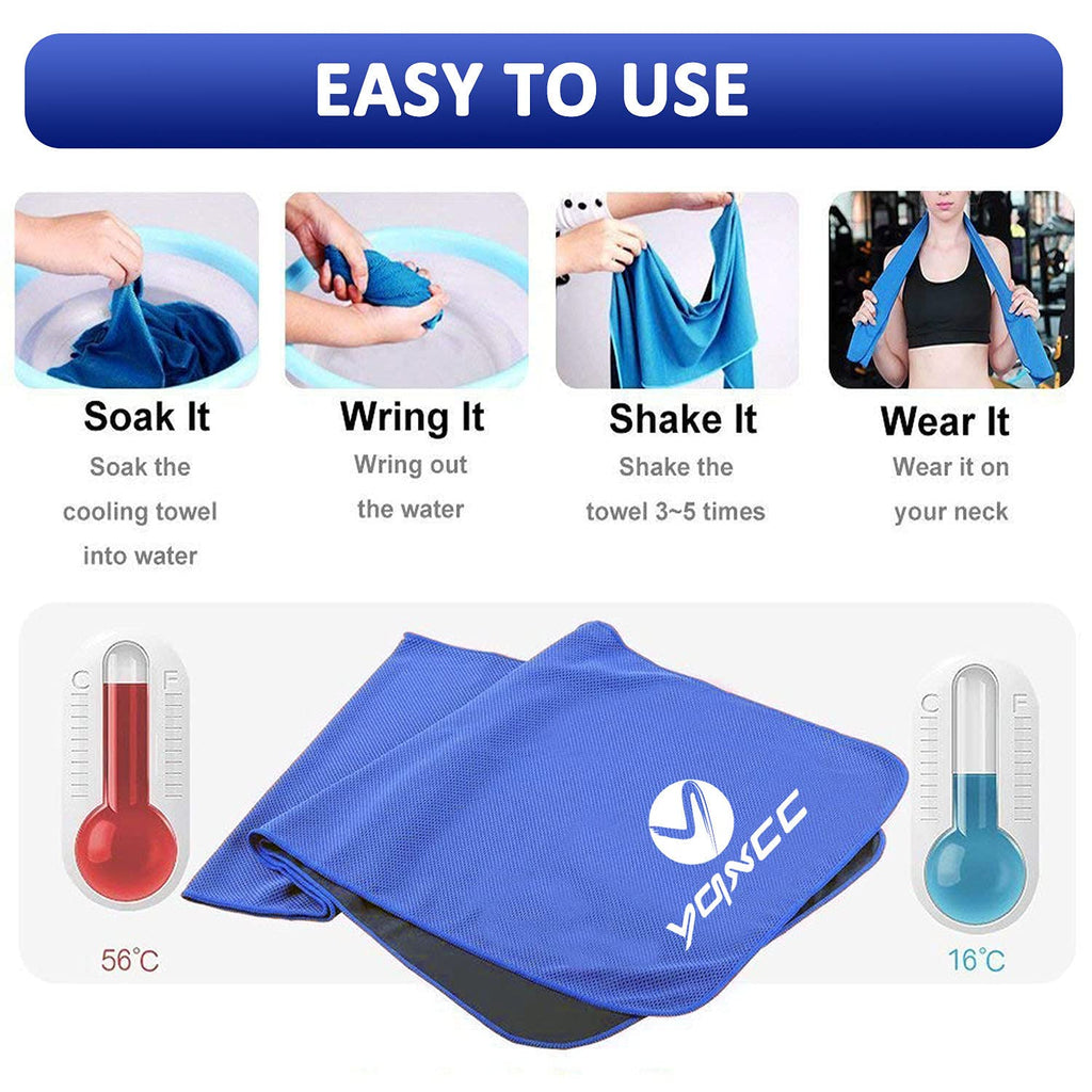YQXCC Cooling Towels | 4 Pack 47"x12" | Ice Cool for Neck | Microfiber Soft Breathable Chilly | for Yoga, Sports, Golf, Gym, Camping, Running, Fitness, Workout & More Activities