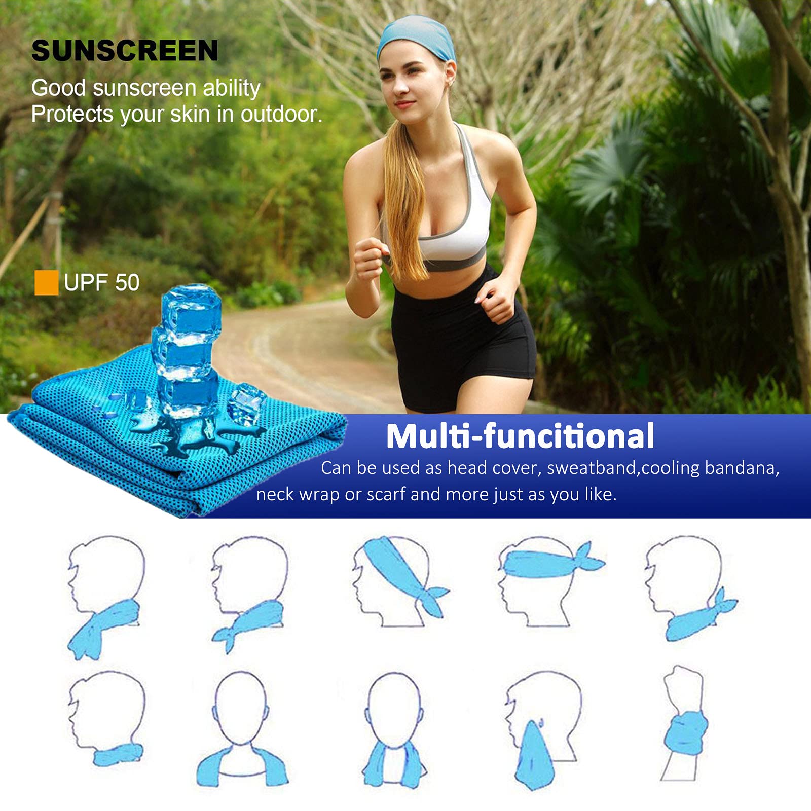 YQXCC Cooling Towels | 4 Pack 47"x12" | Ice Cool for Neck | Microfiber Soft Breathable Chilly | for Yoga, Sports, Golf, Gym, Camping, Running, Fitness, Workout & More Activities