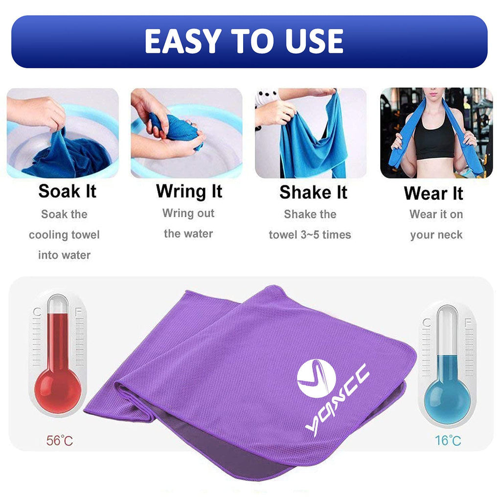 YQXCC Cooling Towels | 4 Pack 47"x12" | Ice Cool for Neck | Microfiber Soft Breathable Chilly | for Yoga, Sports, Golf, Gym, Camping, Running, Fitness, Workout & More Activities
