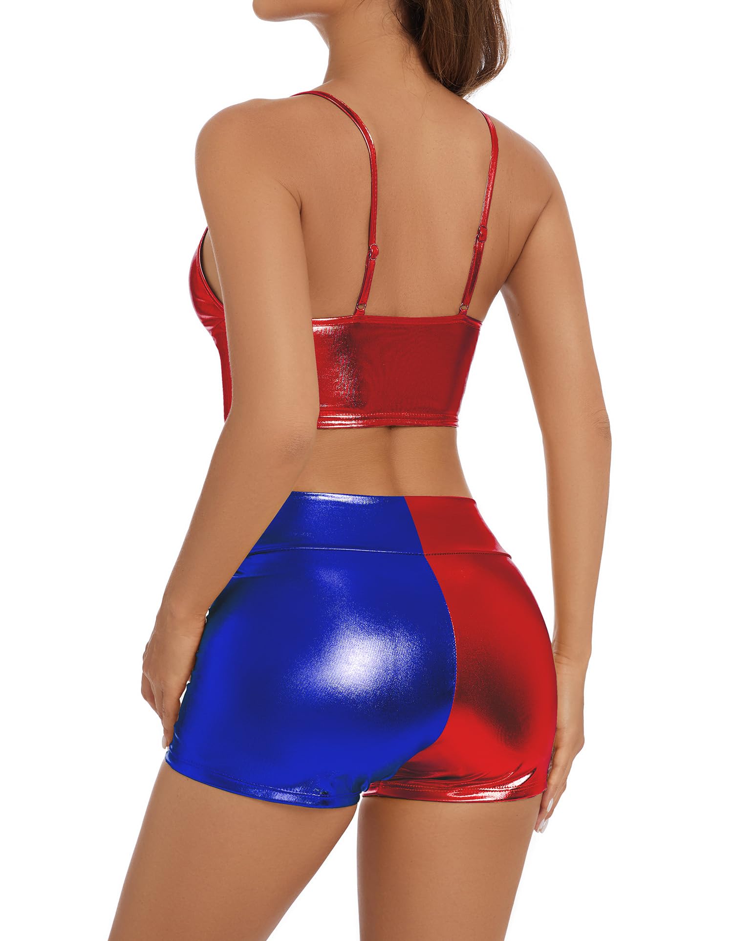 Women's Metallic Rave Booty Shorts Shiny High Waisted Bottoms for Dance Festival