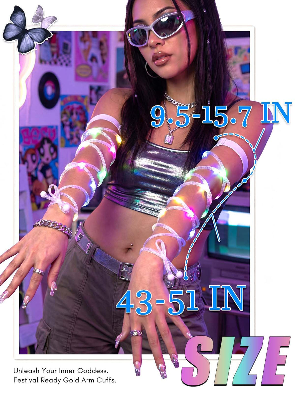Arm Wraps Rave Glow Body Harness Light Up Hand Straps Cyberpunk Neon EDM Outfit Festival Accessories for Women
