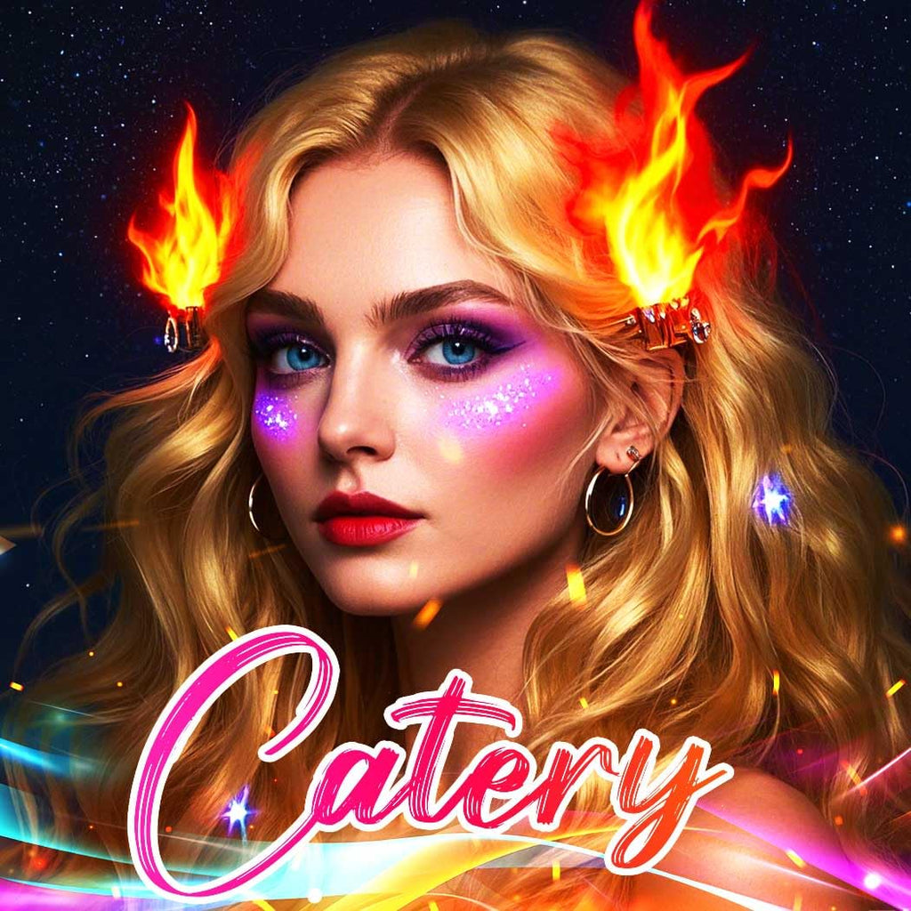 Catery Light Up Fire Hair Clip Flame Hair Pieces LED Festival Accessories for Women (Daily-Color Light)
