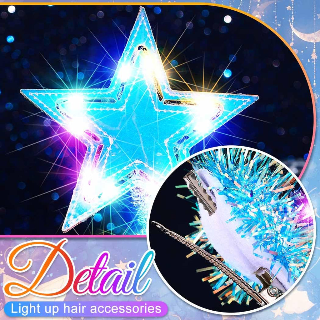 BARTOSI Light Up Moon Hair Clips LED Crescent Moon Hair Clip Glow Custome Hair Accessories for Women and Girls (Pack of 2)
