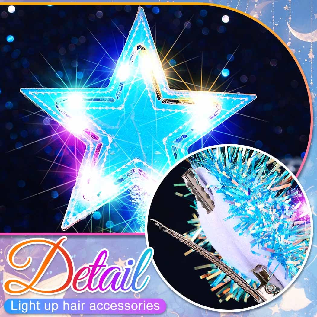 BARTOSI Light Up Moon Hair Clips LED Crescent Moon Hair Clip Glow Custome Hair Accessories for Women and Girls (Pack of 2)