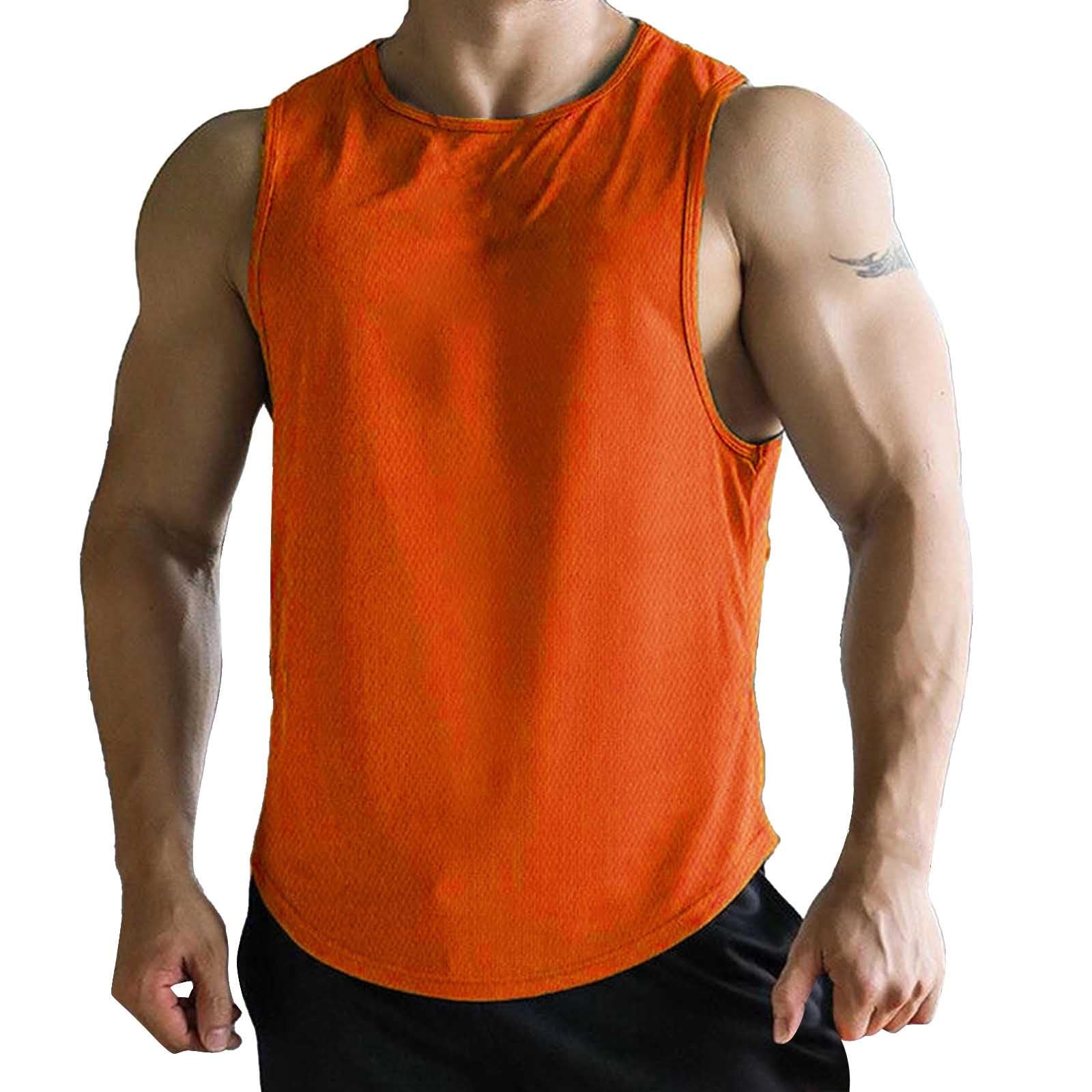 Summer Vest for Men Mesh Breathable Quick Dry Gym Muscle Fitness Workout Sweatshirts Solid Color Sleeveless Tank Tops