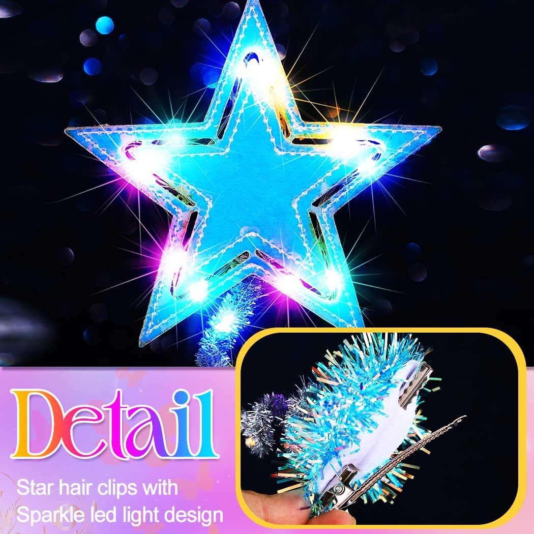 Gortin Light up Stars Hair Clips LED Moon Headpiece Festival Cosplay Costume Hair Accessories for Women