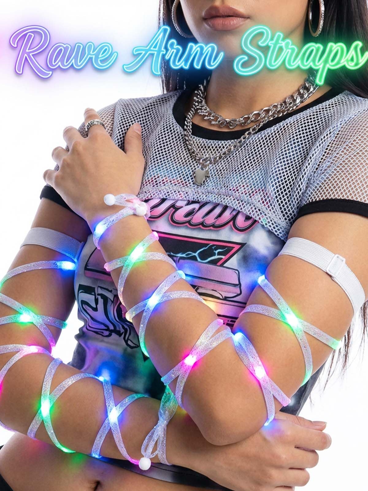 Arm Wraps Rave Glow Body Harness Light Up Hand Straps Cyberpunk Neon EDM Outfit Festival Accessories for Women