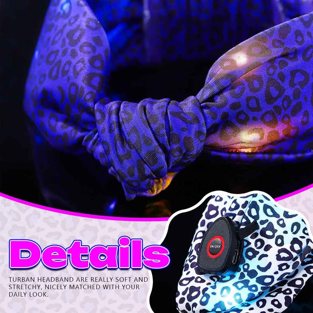 Asooll Light Up Cheetah Headband LED Leopard Print Headbands Glowing Hair Accessories for Women (Purple and Magenta)