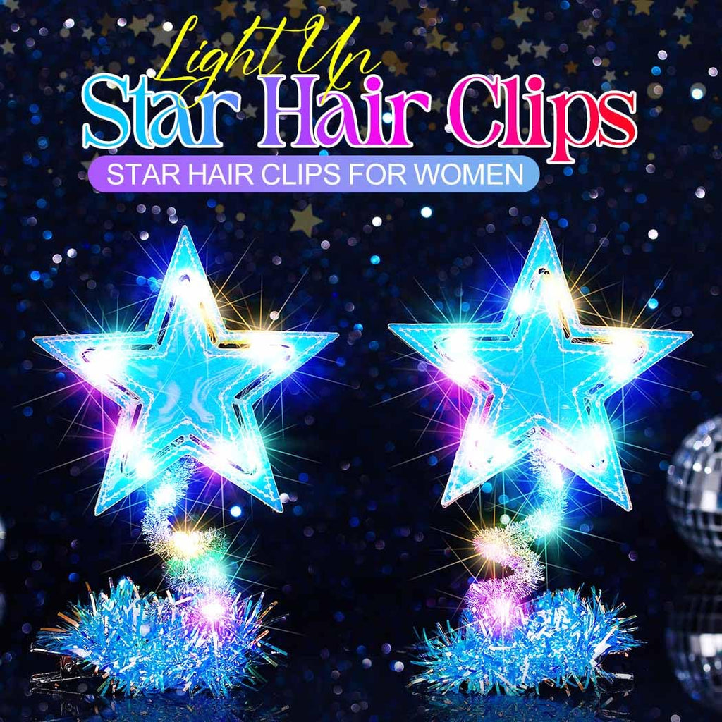 BARTOSI Light Up Moon Hair Clips LED Crescent Moon Hair Clip Glow Custome Hair Accessories for Women and Girls (Pack of 2)