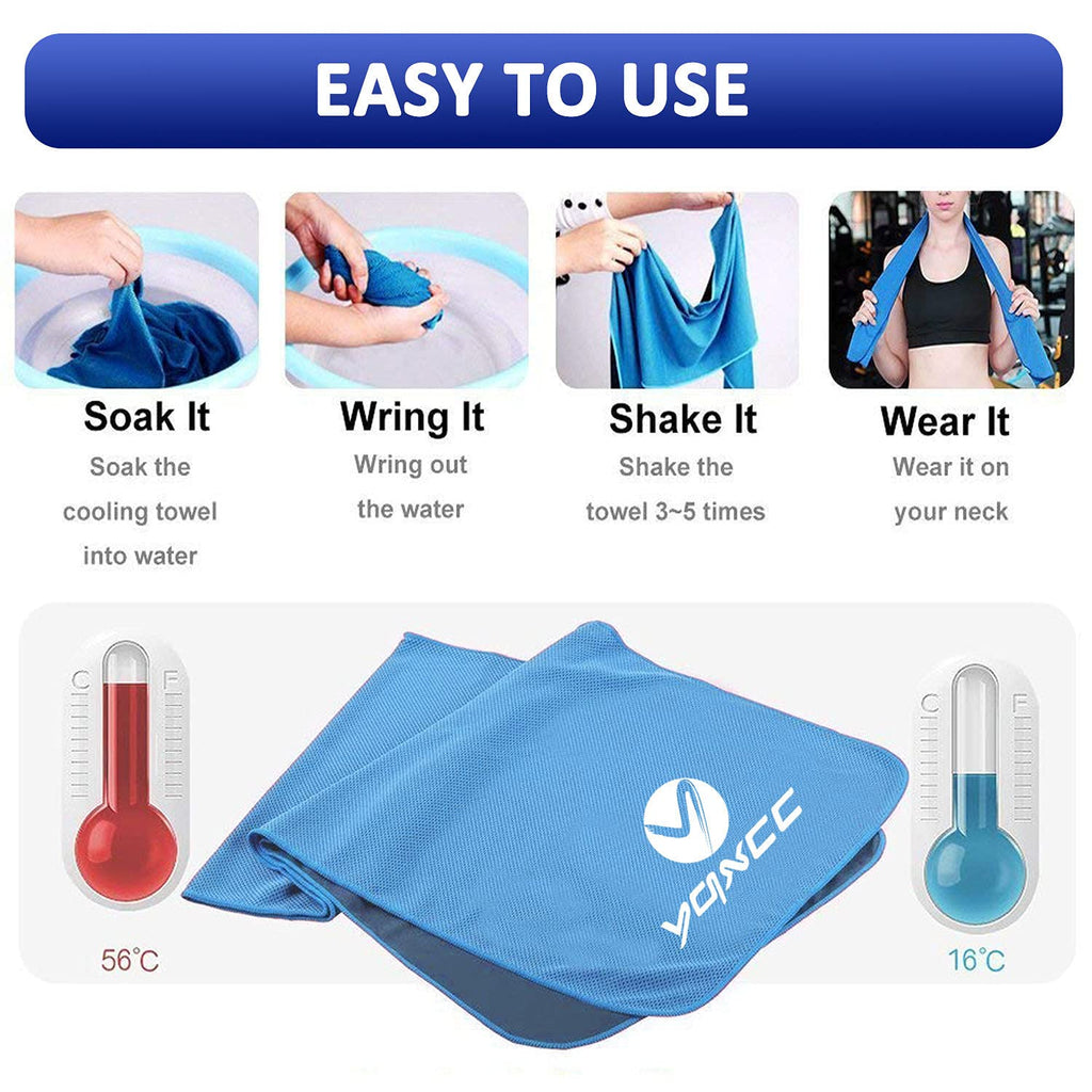 YQXCC Cooling Towels | 4 Pack 47"x12" | Ice Cool for Neck | Microfiber Soft Breathable Chilly | for Yoga, Sports, Golf, Gym, Camping, Running, Fitness, Workout & More Activities