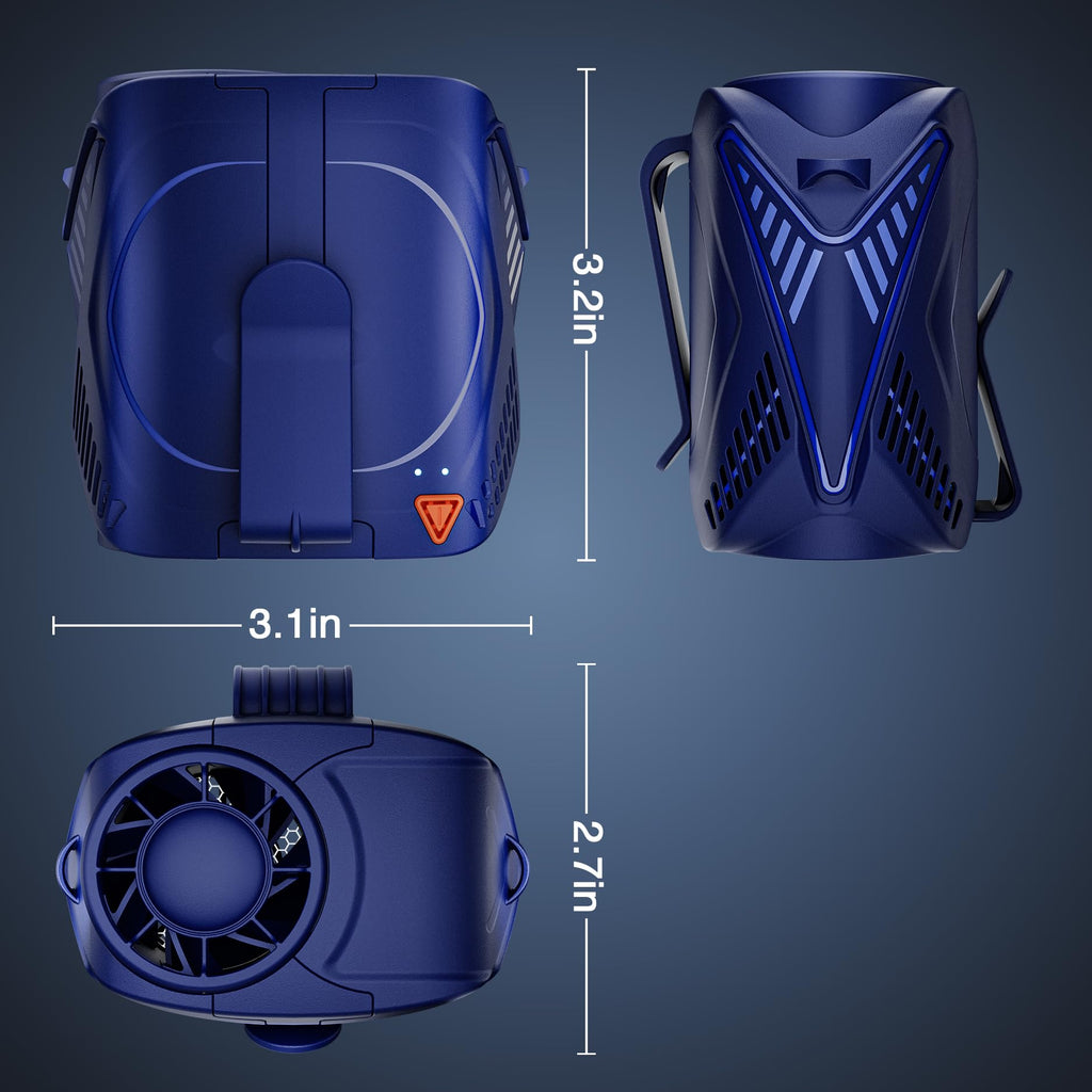 Portable Fan Rechargeable, 6-Speed 14000RPM High-Velocity Airflow, Hands-Free Wearable Waist Fan 31H Battery Life, Personal Belt fan for Outdoor, Jobsite, Travel, Indoor, Hanging Neck Fan with Strap
