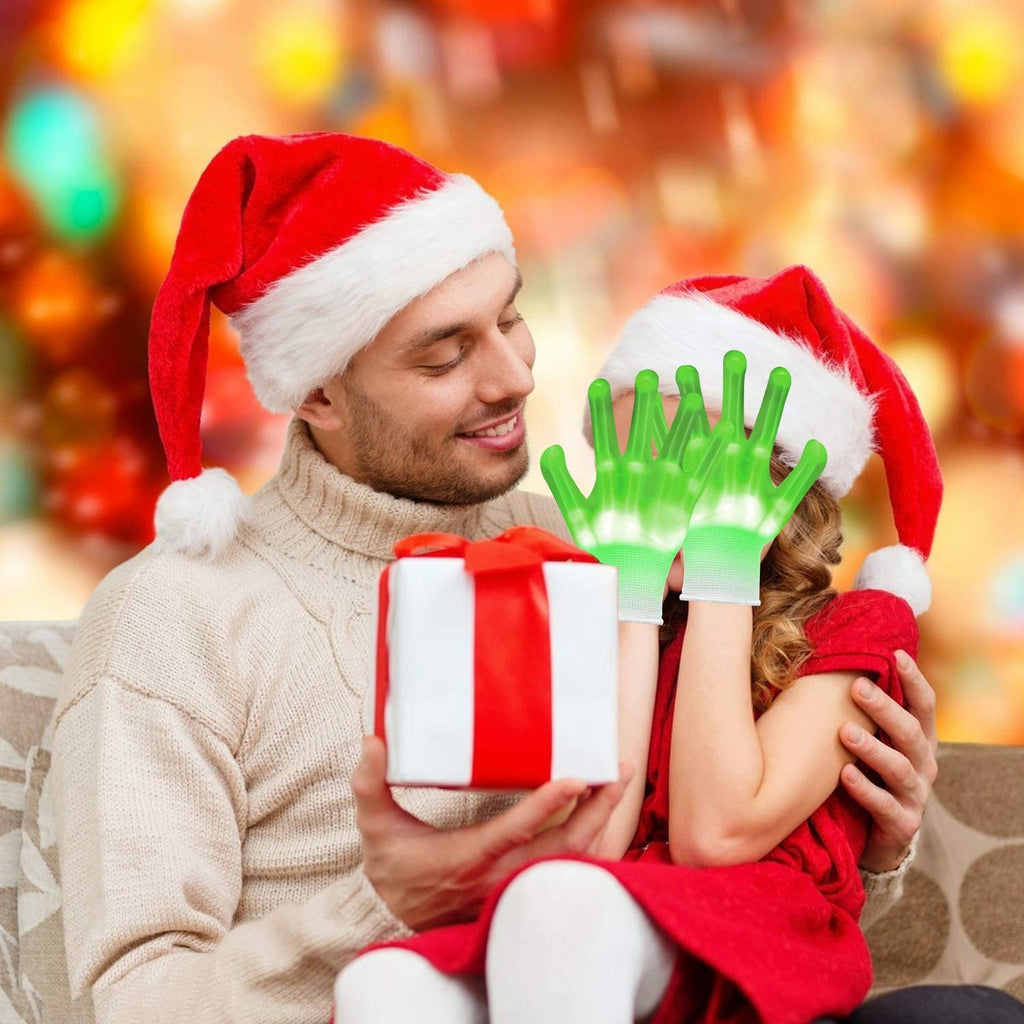LED Gloves, Flash Finger Lights - 3 Color, 10 Mode Glowing Christmas Costume Clubbing Party Favors for Boys & Girls