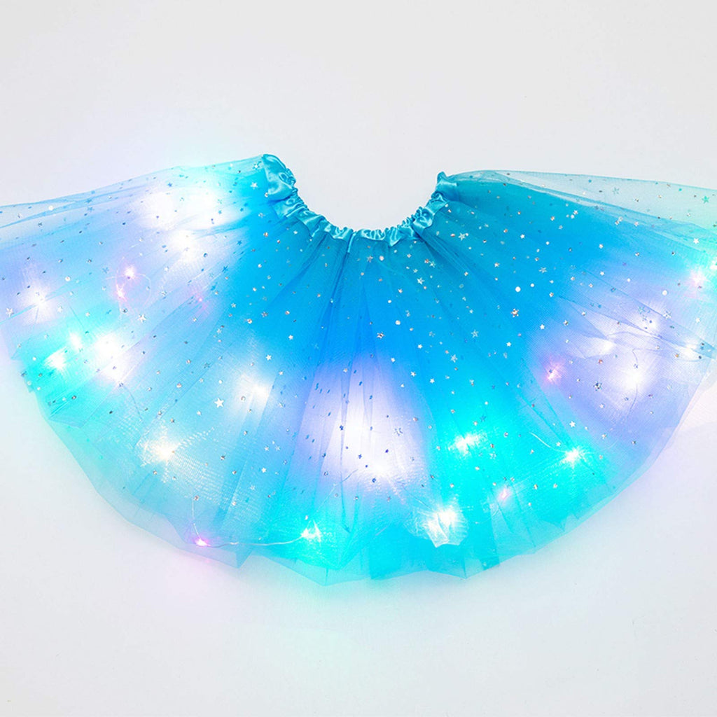 Women's Tutus Running Rave Dance Colorful Tutus Skirt LED Lights 3 Layer Mesh Puffy Ballerina Skirtes
