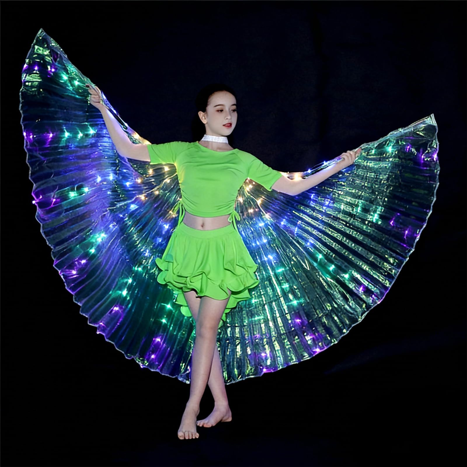 Girls Light up Angel Wings Led Wings Belly Dance Costumes for Halloween Christmas Rave Party