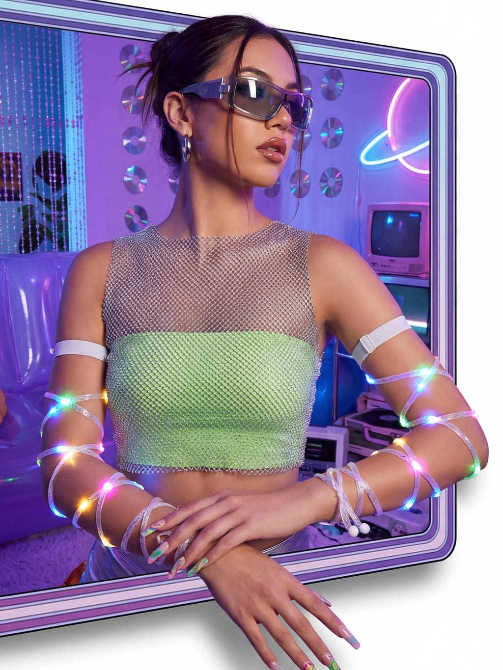 Arm Wraps Rave Glow Body Harness Light Up Hand Straps Cyberpunk Neon EDM Outfit Festival Accessories for Women
