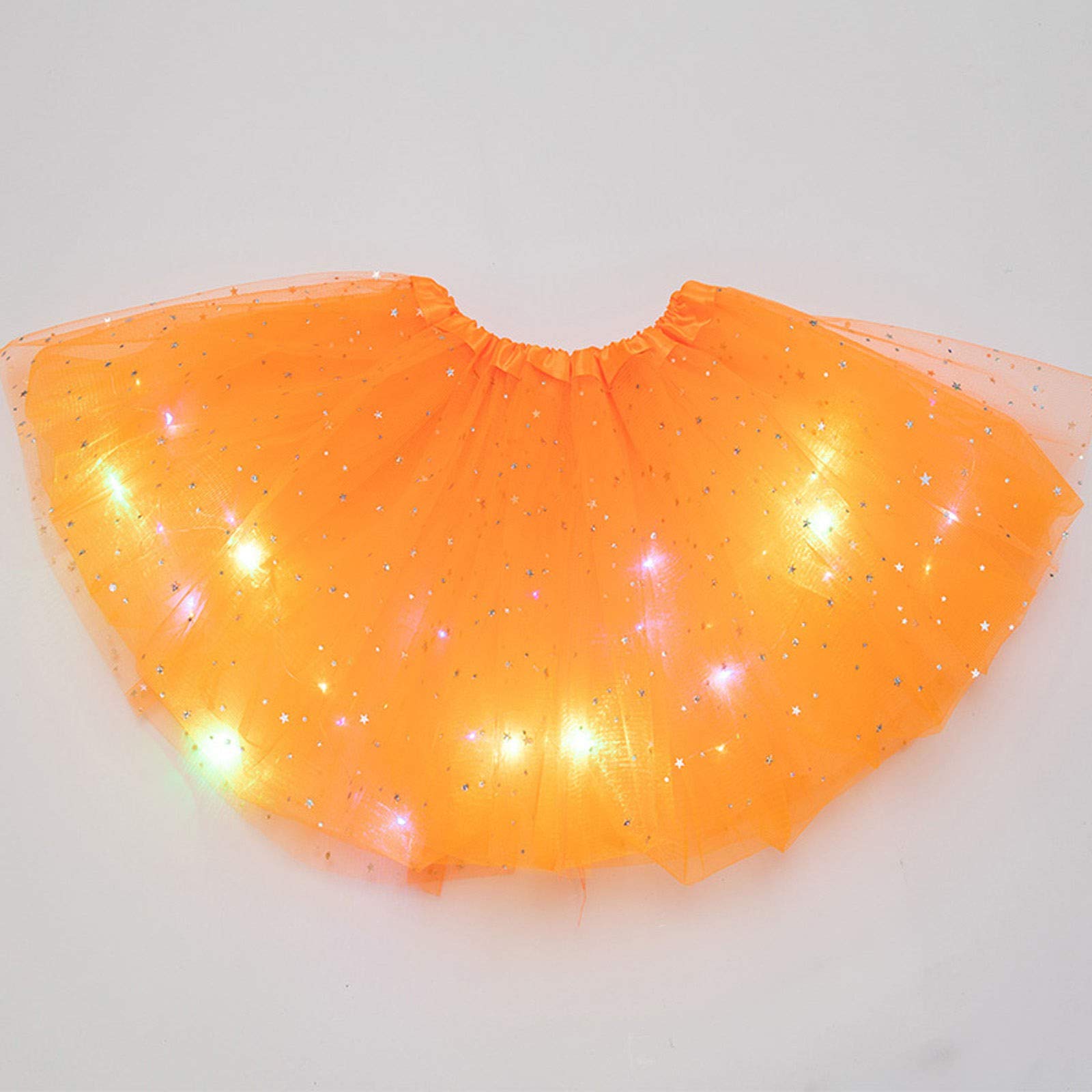 Women's Tutus Running Rave Dance Colorful Tutus Skirt LED Lights 3 Layer Mesh Puffy Ballerina Skirtes