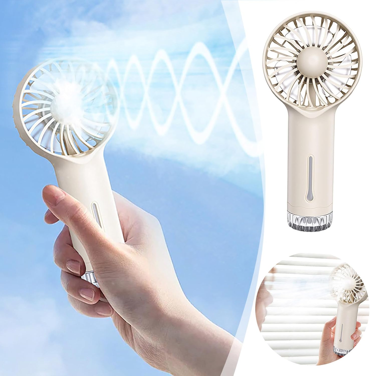 Mini Hand Fan with Mist, USB Rechargeable 3 Speeds Portable Misting Fan,Summer Powerful Cooling Battery Operated Quiet Portable Personal Fan for Gym Travel Makeup Office Car Camping