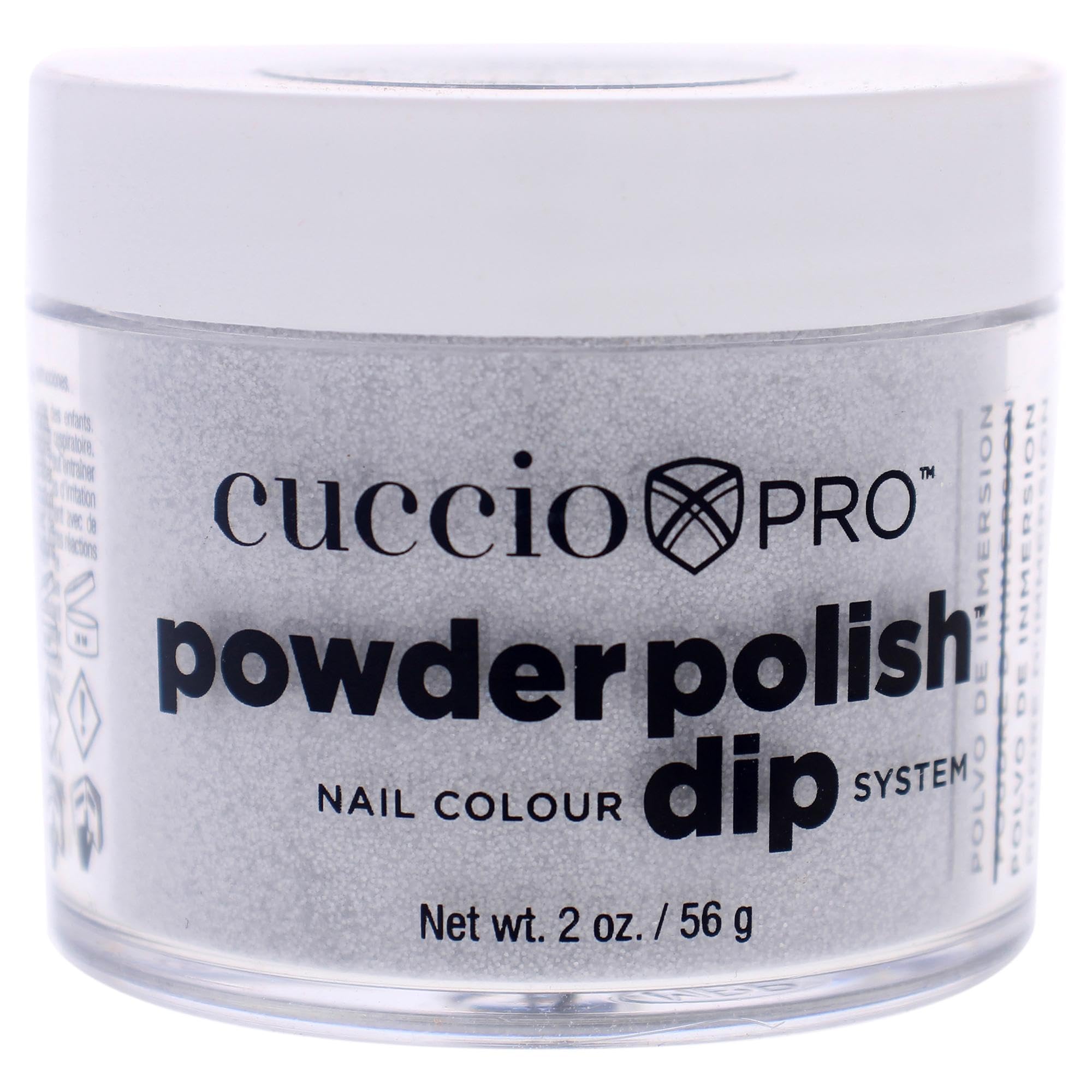 Cuccio Pro Powder Polish Dip - Silver W/ Silver Glitter - Nail Lacquer for Manicures & Pedicures, Easy & Fast Application/Removal - No LED/UV Light - Non-Toxic, Odorless, Highly Pigmented - 0.5 oz