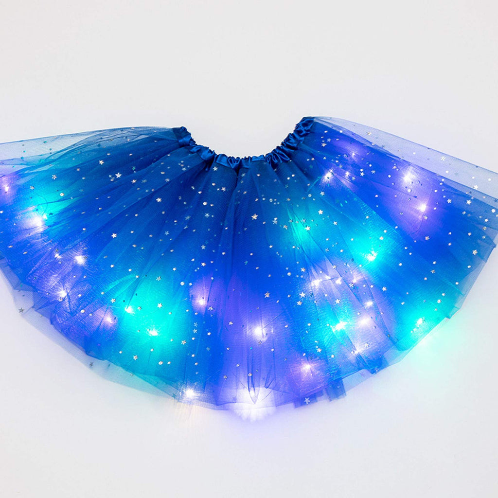 Women's Tutus Running Rave Dance Colorful Tutus Skirt LED Lights 3 Layer Mesh Puffy Ballerina Skirtes