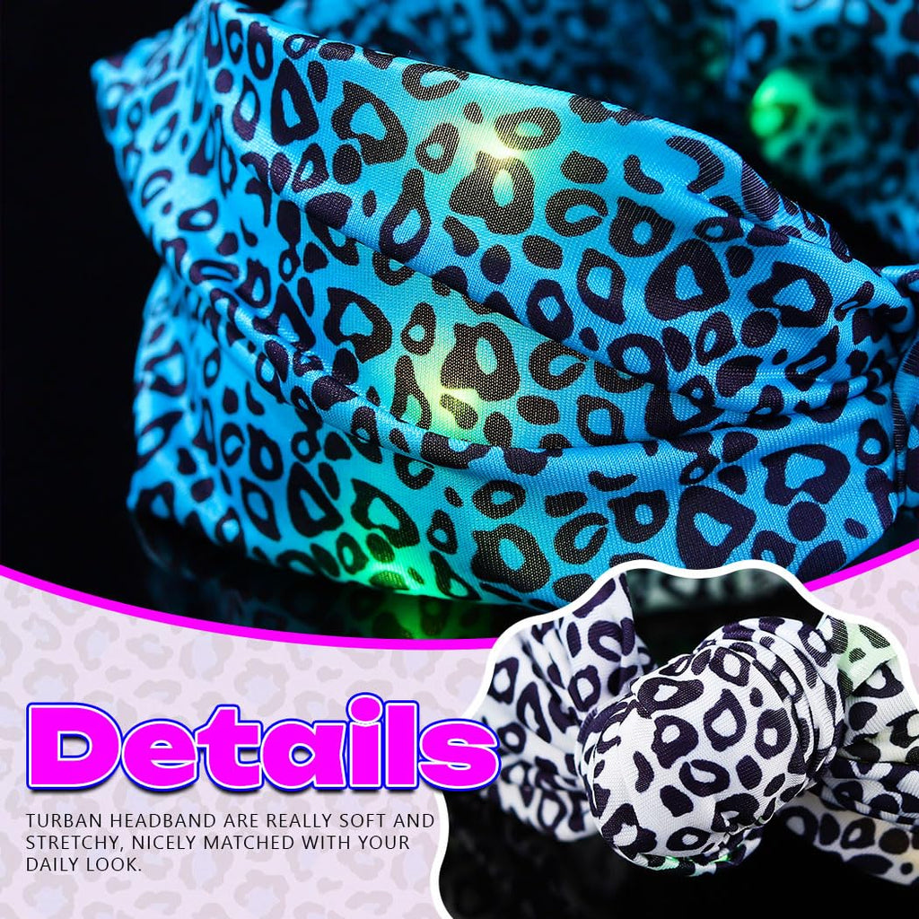 Asooll Light Up Cheetah Headband LED Leopard Print Headbands Glowing Hair Accessories for Women (Purple and Magenta)