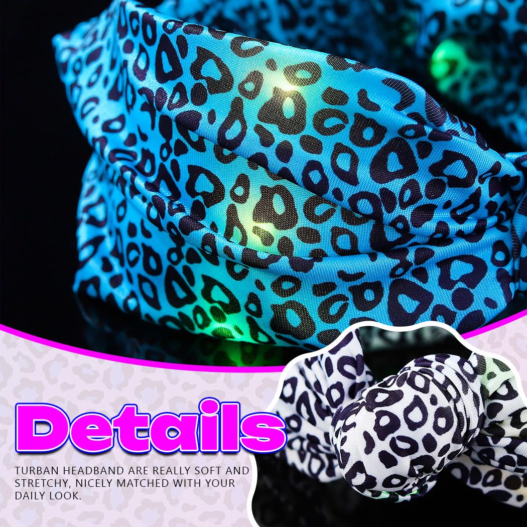 Asooll Light Up Cheetah Headband LED Leopard Print Headbands Glowing Hair Accessories for Women (Purple and Magenta)