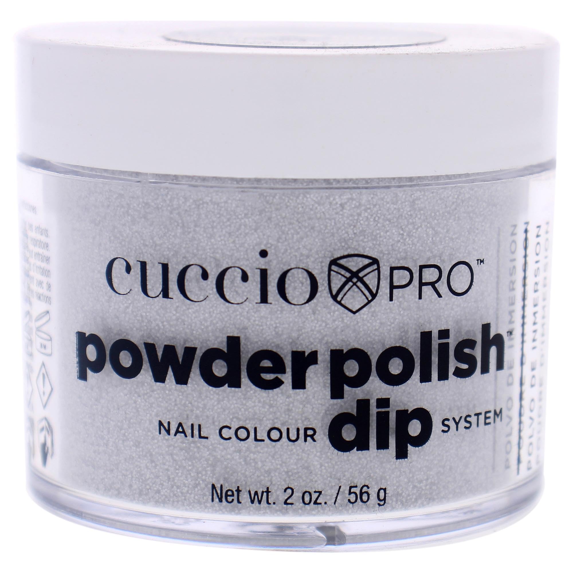 Cuccio Pro Powder Polish Dip - Silver W/ Silver Glitter - Nail Lacquer for Manicures & Pedicures, Easy & Fast Application/Removal - No LED/UV Light - Non-Toxic, Odorless, Highly Pigmented - 0.5 oz
