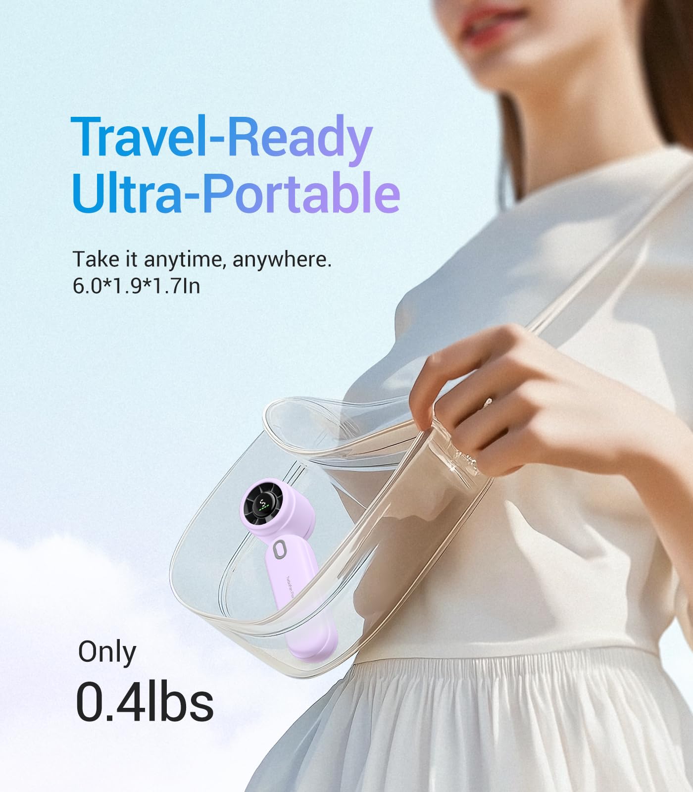 Diveblues Handheld Fan, 30ft/s Mini Portable Turbo Fan [12H Max Cooling], 4000mAh Personal Fan with LED Display, 3-in-1 Hand Held/Neck/Desk Fan for Travel, Cruise, Disney Essentials