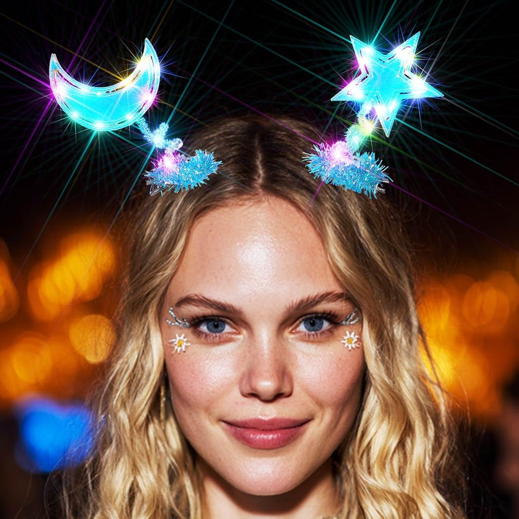 Gortin Light up Stars Hair Clips LED Moon Headpiece Festival Cosplay Costume Hair Accessories for Women