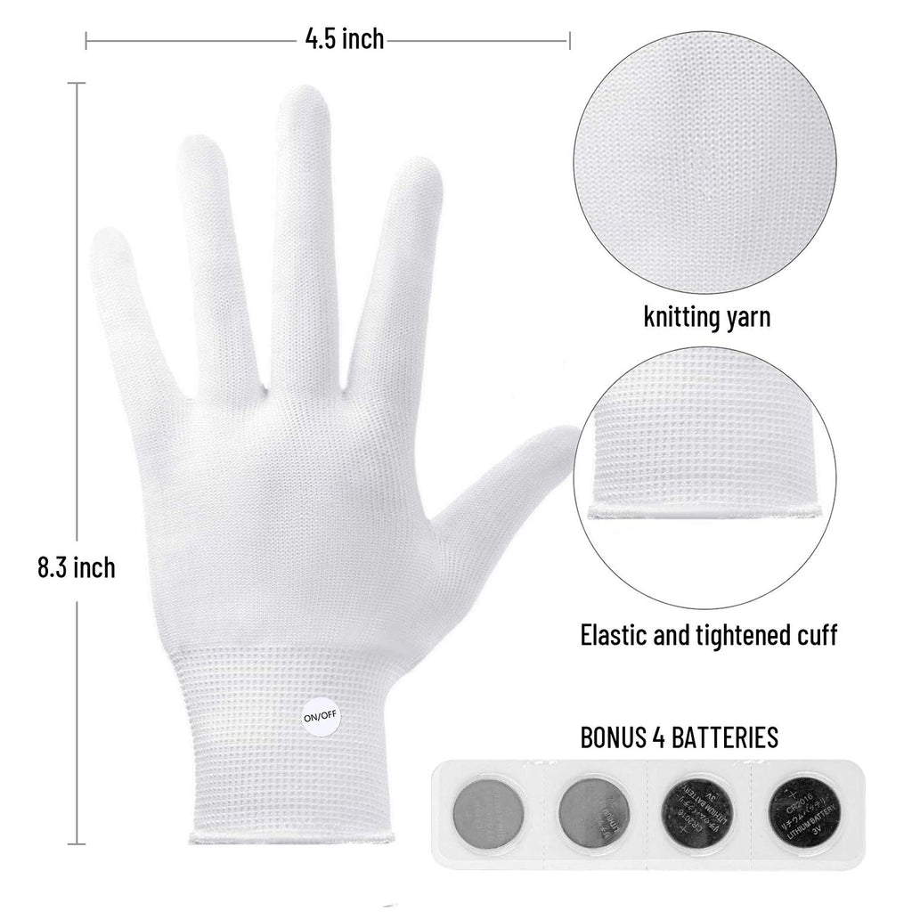 LED Gloves, Flash Finger Lights - 3 Color, 10 Mode Glowing Christmas Costume Clubbing Party Favors for Boys & Girls
